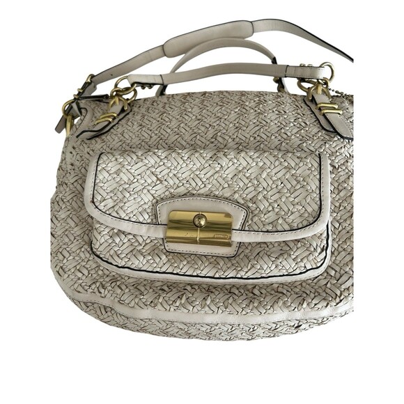 Coach Kristin Pinnacle Woven Leather Laila Large Satchel L1169-29341 Cream - Picture 2 of 16